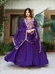 DESIGNER GEORGETTE SEQUENCE and THREAD WORK GOWN WITH DUPATTA FESTIVE WEAR WHOLESALE PRICE ETHNIC GARMENT (3)