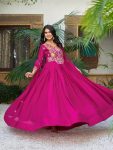 DESIGNER GEORGETTE SEQUENCE and THREAD WORK GOWN WITH DUPATTA FESTIVE WEAR WHOLESALE PRICE ETHNIC GARMENT (7)