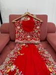 DESIGNER GEORGETTE THREAD AND SEQUENCE WORK SAREE WITH UNSTITCHED BLOUSE PARTY WEAR WHOLESALE PRICE ETHNIC GARMENT (5)