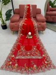 DESIGNER GEORGETTE THREAD AND SEQUENCE WORK SAREE WITH UNSTITCHED BLOUSE PARTY WEAR WHOLESALE PRICE ETHNIC GARMENT (5)