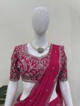 DESIGNER GEORGETTE THREAD WITH SEQUENCE WORK LEHENGA SAREE WITH BLOUSE PARTY WEAR WHOLESALE PRICE ETHNIC GARMENT (3)