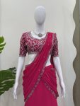 DESIGNER GEORGETTE THREAD WITH SEQUENCE WORK LEHENGA SAREE WITH BLOUSE PARTY WEAR WHOLESALE PRICE ETHNIC GARMENT (3)