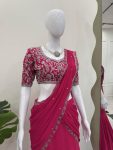 DESIGNER GEORGETTE THREAD WITH SEQUENCE WORK LEHENGA SAREE WITH BLOUSE PARTY WEAR WHOLESALE PRICE ETHNIC GARMENT (3)