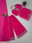 DESIGNER GEORGETTE THREAD WITH SEQUENCE WORK TOP PALAZZO WITH DUPATTA FESTIVE WEAR WHOLESALE PRICE ETHNIC GARMENT (3)