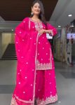 DESIGNER GEORGETTE THREAD WITH SEQUENCE WORK TOP PALAZZO WITH DUPATTA FESTIVE WEAR WHOLESALE PRICE ETHNIC GARMENT (3)