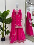 DESIGNER GEORGETTE THREAD WITH SEQUENCE WORK TOP PALAZZO WITH DUPATTA FESTIVE WEAR WHOLESALE PRICE ETHNIC GARMENT (3)