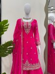 DESIGNER GEORGETTE THREAD WITH SEQUENCE WORK TOP PALAZZO WITH DUPATTA FESTIVE WEAR WHOLESALE PRICE ETHNIC GARMENT (3)