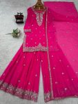 DESIGNER GEORGETTE THREAD WITH SEQUENCE WORK TOP PALAZZO WITH DUPATTA FESTIVE WEAR WHOLESALE PRICE ETHNIC GARMENT (3)