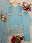 DESIGNER GOLD CRUSH SILK EMBROIDERY SEQUENCE WORK TOP BOTTOM WITH DUPATTA FESTIVE WEAR WHOLESALE PRICE ETHNIC GARMENT (3)