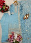 DESIGNER GOLD CRUSH SILK EMBROIDERY SEQUENCE WORK TOP BOTTOM WITH DUPATTA FESTIVE WEAR WHOLESALE PRICE ETHNIC GARMENT (3)
