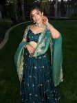 DESIGNER JAPAN SATIN THREAD WITH SEQUENCE WORK LEHENGA CHOLI WITH DUPATTA TEAL