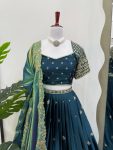 DESIGNER JAPAN SATIN THREAD WITH SEQUENCE WORK LEHENGA CHOLI WITH DUPATTA WEDDING WEAR WHOLESALE PRICE ETHNIC GARMENT (2)