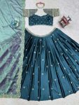 DESIGNER JAPAN SATIN THREAD WITH SEQUENCE WORK LEHENGA CHOLI WITH DUPATTA WEDDING WEAR WHOLESALE PRICE ETHNIC GARMENT (2)