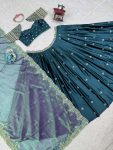 DESIGNER JAPAN SATIN THREAD WITH SEQUENCE WORK LEHENGA CHOLI WITH DUPATTA WEDDING WEAR WHOLESALE PRICE ETHNIC GARMENT (2)