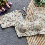 DESIGNER KHADI COTTON CHAIN STITCH EMBROIDERY WORK READY TO WEAR BLOUSE OFF WHITE