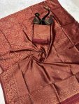 DESIGNER LICHI SILK ZARI WEAVING WORK SAREE WITH UNSTITCHED BLOUSE WEDDING WEAR WHOLESALE PRICE ETHNIC GARMENT (4)