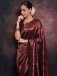 DESIGNER LICHI SILK ZARI WEAVING WORK SAREE WITH UNSTITCHED BLOUSE WEDDING WEAR WHOLESALE PRICE ETHNIC GARMENT (4)