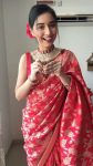 DESIGNER LINEN SLUB GOLDEN WEAVING WORK SAREE WITH UNSTITCHED BLOUSE FESTIVE WEAR WHOLESALE PRICE ETHNIC GARMENT (3)