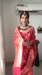 DESIGNER LINEN SLUB GOLDEN WEAVING WORK SAREE WITH UNSTITCHED BLOUSE FESTIVE WEAR WHOLESALE PRICE ETHNIC GARMENT (3)