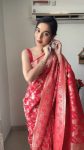 DESIGNER LINEN SLUB GOLDEN WEAVING WORK SAREE WITH UNSTITCHED BLOUSE FESTIVE WEAR WHOLESALE PRICE ETHNIC GARMENT (3)