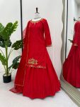 DESIGNER NATURAL CREEP SILK BEADS WITH THREAD AND SEQUENCE WORK TOP LEHENGA WITH DUPATTA FESTIVE WEAR WHOLESALE PRICE ETHNIC GARMENT (2)