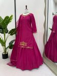 DESIGNER NATURAL CREEP SILK BEADS WITH THREAD AND SEQUENCE WORK TOP LEHENGA WITH DUPATTA PINK