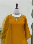 DESIGNER NATURAL CREEP SILK BEADS WITH THREAD AND SEQUENCE WORK TOP LEHENGA WITH DUPATTA WEDDING WEAR WHOLESALE PRICE ETHNIC GARMENT (3)