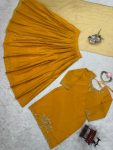 DESIGNER NATURAL CREEP SILK BEADS WITH THREAD AND SEQUENCE WORK TOP LEHENGA WITH DUPATTA WEDDING WEAR WHOLESALE PRICE ETHNIC GARMENT (3)