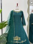 DESIGNER NATURAL CREEP SILK BEADS WITH THREAD AND SEQUENCE WORK TOP LEHENGA WITH DUPATTA WEDDING WEAR WHOLESALE PRICE ETHNIC GARMENT (2)