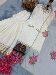 DESIGNER NATURAL CREPE EMBROIDERY SEQUENCE WORK TOP SHARAR WITH DUPATTA FESTIVE WEAR WHOLESALE PRICE ETHNIC GARMENT (3)