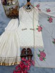 DESIGNER NATURAL CREPE EMBROIDERY SEQUENCE WORK TOP SHARAR WITH DUPATTA FESTIVE WEAR WHOLESALE PRICE ETHNIC GARMENT (3)