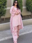 DESIGNER NATURAL CREPE EMBROIDERY  WORK TOP PATIYALA WITH DUPATTA BABY PINK