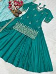 DESIGNER NATURAL CREPE SEQUENCE EMBROIDERY WORK TOP LEHENGA WITH DUPATTA PARTY WEAR WHOLESALE PRICE ETHNIC GARMENT (6)