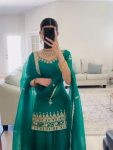 DESIGNER NATURAL CREPE SEQUENCE EMBROIDERY WORK TOP LEHENGA WITH DUPATTA PARTY WEAR WHOLESALE PRICE ETHNIC GARMENT (6)
