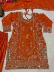 DESIGNER NATURAL CREPE SEQUENCE EMBROIDERY WORK TOP PALAZZO WITH DUPATTA FESTIVE WEAR WHOLESALE PRICE ETHNIC GARMENT (3)