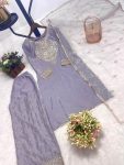 DESIGNER NATURAL CREPE SILK EMBROIDERY SEQUENCE WORK AND READY MADE LACE BORDER WITH HANDWORK TOP PALAZZO WITH DUPATTA FESTIVE WEAR WHOLESALE PRICE ETHNIC GARMENT (3)