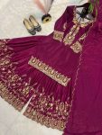 DESIGNER NATURAL CREPE SILK EMBROIDERY WITH FANCY LACE BORDER WORK TOP PALAZZO WITH DUPATTA FESTIVE WEAR WHOLESALE PRICE ETHNIC GARMENT (6)