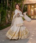 DESIGNER NATURAL CREPE SILK EMBROIDERY WITH FANCY LACE BORDER WORK TOP PALAZZO WITH DUPATTA FESTIVE WEAR WHOLESALE PRICE ETHNIC GARMENT (2)