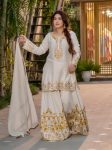 DESIGNER NATURAL CREPE SILK EMBROIDERY WITH FANCY LACE BORDER WORK TOP PALAZZO WITH DUPATTA FESTIVE WEAR WHOLESALE PRICE ETHNIC GARMENT (2)