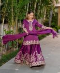 DESIGNER NATURAL CREPE SILK EMBROIDERY WITH FANCY LACE BORDER WORK TOP PALAZZO WITH DUPATTA FESTIVE WEAR WHOLESALE PRICE ETHNIC GARMENT (6)