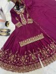 DESIGNER NATURAL CREPE SILK EMBROIDERY WITH FANCY LACE BORDER WORK TOP PALAZZO WITH DUPATTA FESTIVE WEAR WHOLESALE PRICE ETHNIC GARMENT (6)