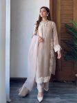 DESIGNER NATURAL SILK EMBROIDRY WORK WITH HEAVY PERAL MOTI HAND WORK TOP PALAZZO WITH DUPATTA CREAM