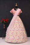 DESIGNER NET PRINTED WITH EMBROIDERY SEQUENCE WORK LEHENGA CHOLI WITH DUPATTA PARTY WEAR WHOLESALE PRICE ETHNIC GARMENT (3)