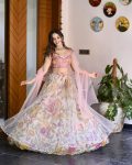 DESIGNER NET PRINTED WITH EMBROIDERY SEQUENCE WORK LEHENGA CHOLI WITH DUPATTA PARTY WEAR WHOLESALE PRICE ETHNIC GARMENT (3)
