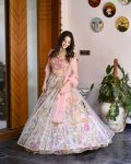 DESIGNER NET PRINTED WITH EMBROIDERY SEQUENCE WORK LEHENGA CHOLI WITH DUPATTA PARTY WEAR WHOLESALE PRICE ETHNIC GARMENT (3)