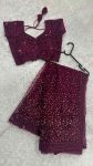 DESIGNER NET SEQUENCE AND DORI WORK SAREE WITH UNSTITCHED BLOUSE PARTY WEAR WHOLESALE PRICE ETHNIC GARMENT(18)
