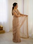 DESIGNER NET SEQUENCE AND DORI WORK SAREE WITH UNSTITCHED BLOUSE PARTY WEAR WHOLESALE PRICE ETHNIC GARMENT(15)