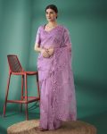 DESIGNER ORGANZA SILK EMBROIDERED AND SEQUENCE WITH THREAD AND CUTWORK BORDER SAREE WITH UNSTITCHED BLOUSE PARTY WEAR WHOLESALE PRICE ETHNIC GARMENT (3)