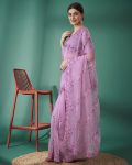 DESIGNER ORGANZA SILK EMBROIDERED AND SEQUENCE WITH THREAD AND CUTWORK BORDER SAREE WITH UNSTITCHED BLOUSE PARTY WEAR WHOLESALE PRICE ETHNIC GARMENT (3)