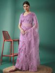 DESIGNER ORGANZA SILK EMBROIDERED AND SEQUENCE WITH THREAD AND CUTWORK BORDER SAREE WITH UNSTITCHED BLOUSE PARTY WEAR WHOLESALE PRICE ETHNIC GARMENT (3)